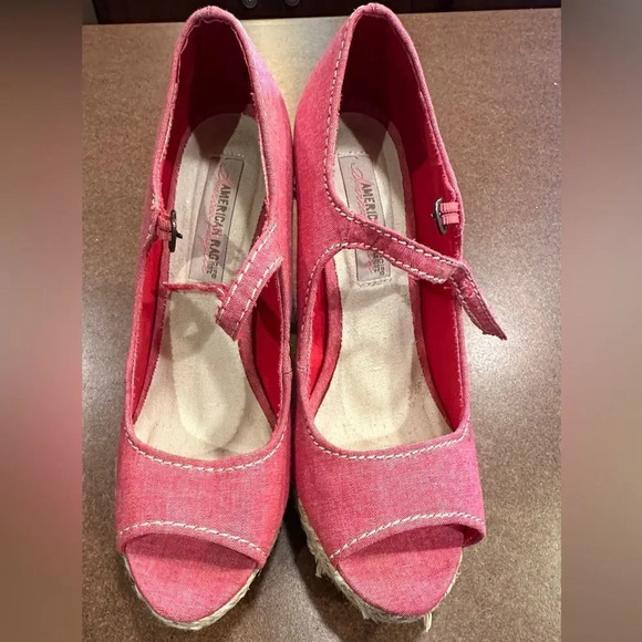American Rag Kali Peep Toe Espadrille Platform Heel Red Women's Size 8 - Picture 1 of 4